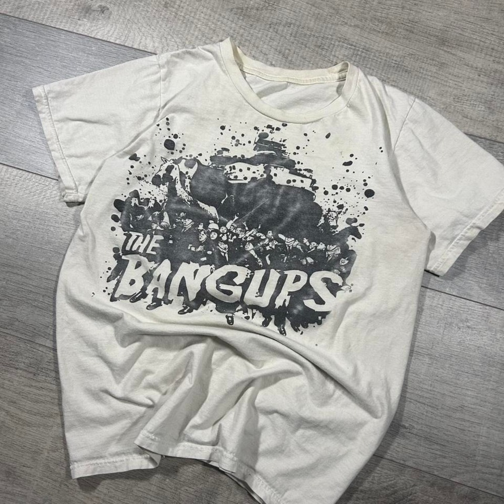 Vintage Y2K emo grunge, black-and-white the bang ups band T-shirt